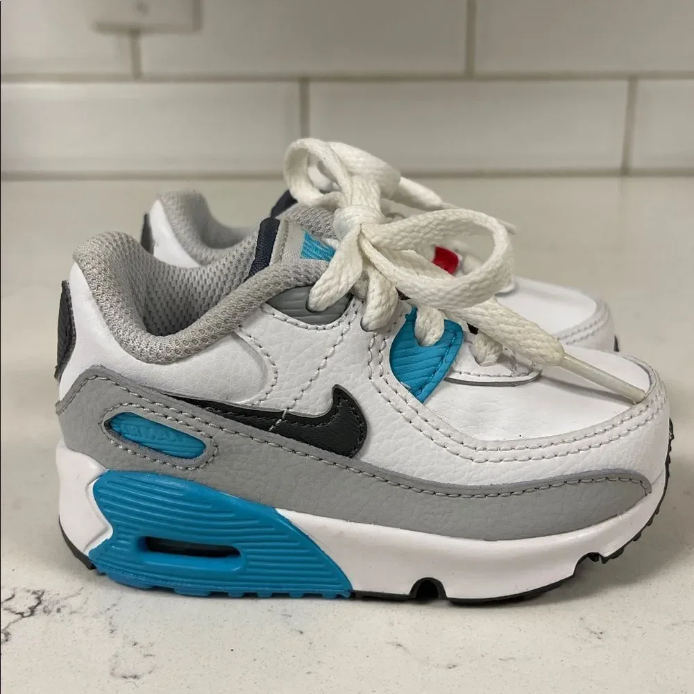 Nike Air Max 90 LTR CD6868-108 White Chlorine Blue (TD) Size 4C Worn 1-2 Times